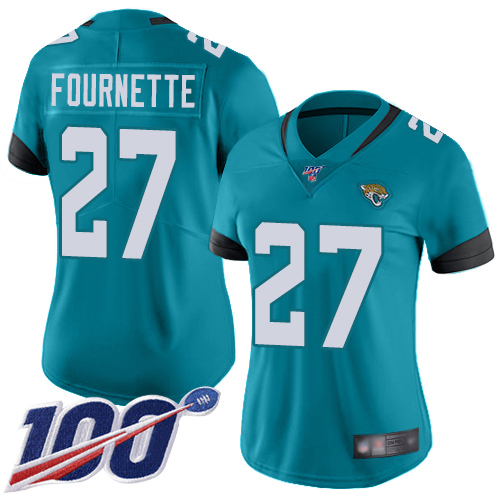 Nike Jacksonville Jaguars 27 Leonard Fournette Teal Green Alternate Women Stitched NFL 100th Season Vapor Limited Jersey
